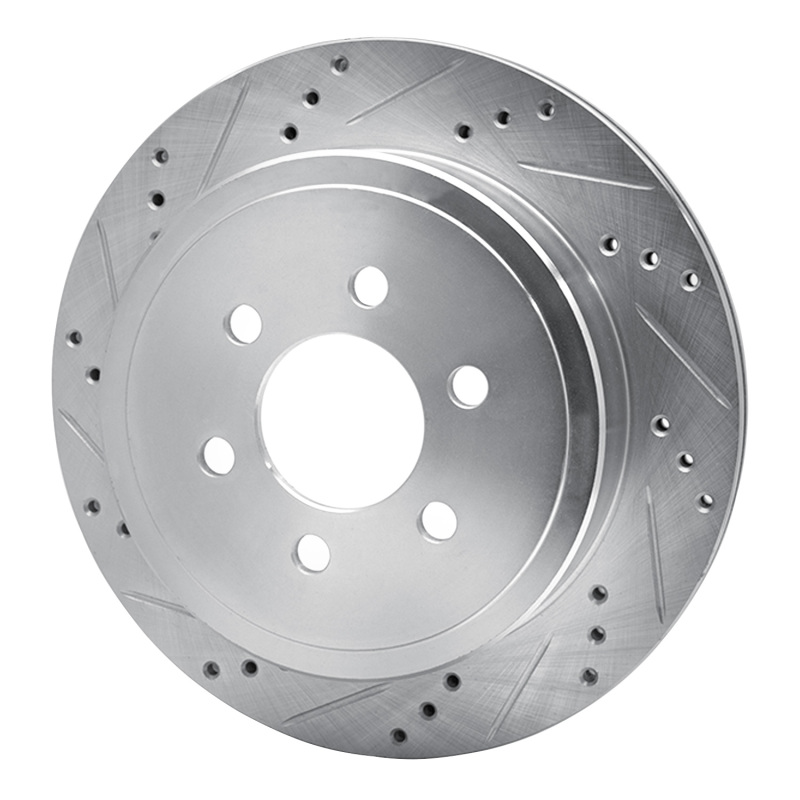 Dodge Durango Brake Rotor (1) - Rear Left - R1 Concepts - Drilled & Slotted - Silver - 2003